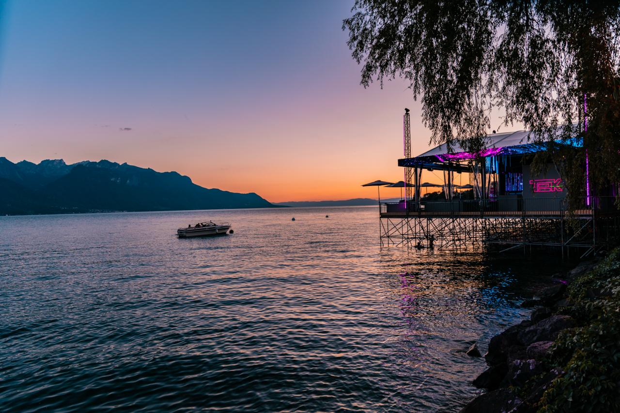 TEK Terrace on Lake Geneva at sunset